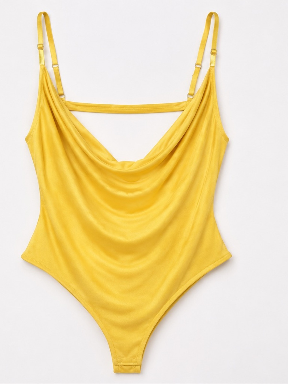 Fashion Nova Yellow Satin Cowl Neck Bodysuit – Size XL